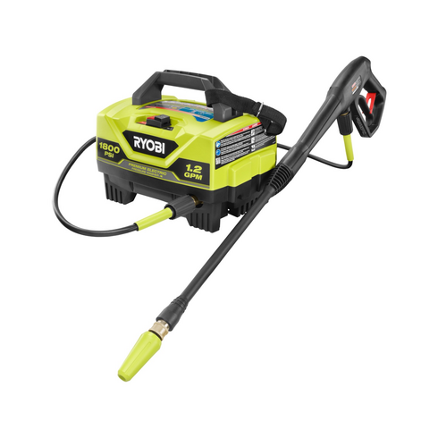 (1) RY141802VNM - 1800 PSI 1.2 GPM Electric Pressure Washer, (1) Trigger Handle, (1) Spray Wand, (1) 15° Nozzle, (1) Turbo Nozzle, (1) High Pressure Hose