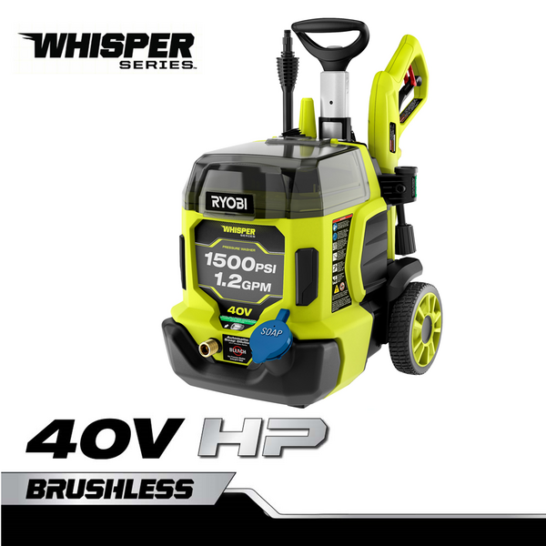 Product photo: 40V HP BRUSHLESS WHISPER SERIES 1500 PSI 1.2 GPM PRESSURE WASHER
