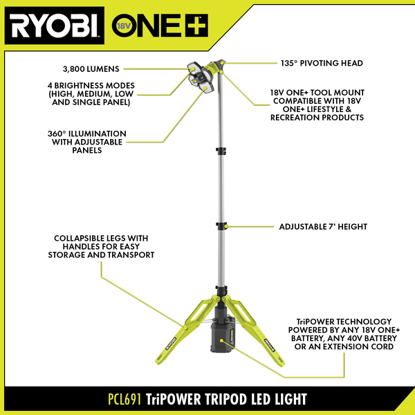 Product photo: TRIPOWER TRIPOD LED LIGHT