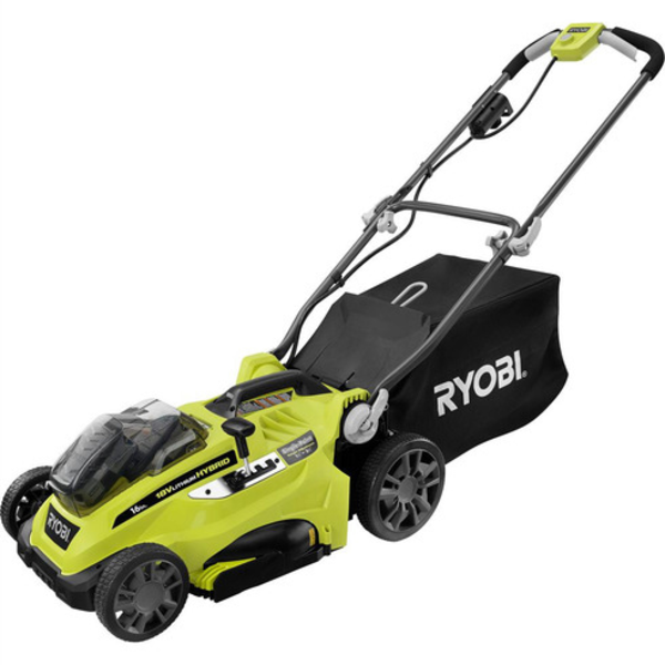 Product photo: 16" 18V ONE+ Hybrid Walk Behind Push Lawn Mower - Two 4.0 Ah Batteries/Charger Included